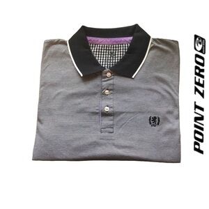 Point Zero Couture Striped‎ Short-sleeve Polo w/Enhancements - NWOT Size L